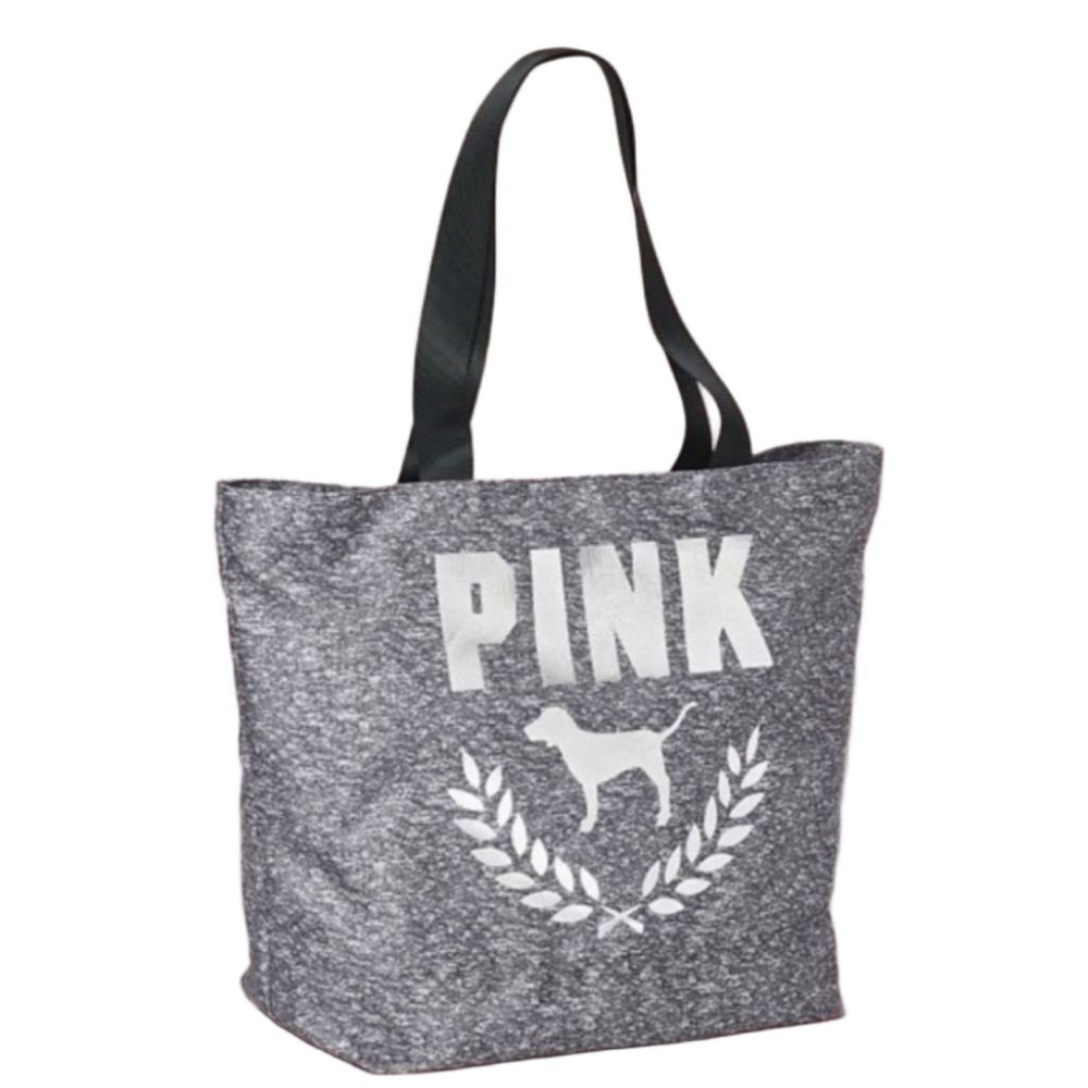 PINK Classic Nylon Stormy Heather Grey Tote